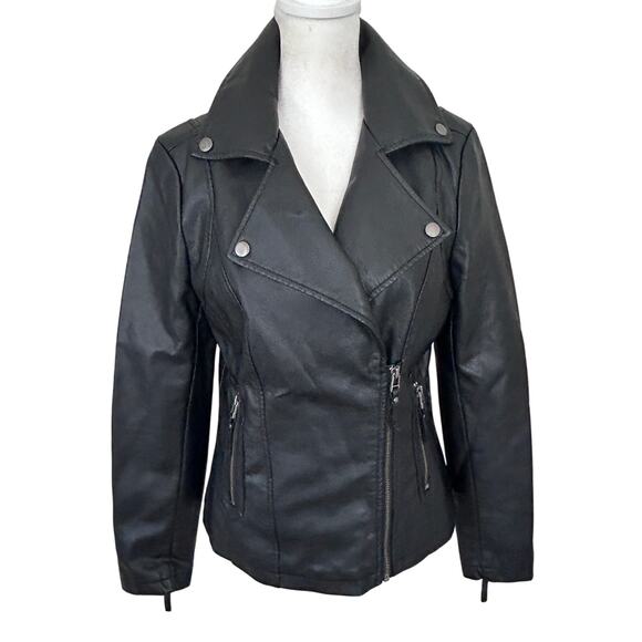Max Studio Jackets & Blazers - Max Studio Black Vegan Leather Moto Jacket Womens Size Small New With Tags